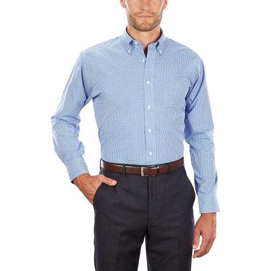 Van Heusen Men's Regular Fit Gingham Button Down Collar Dress Shirt