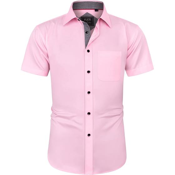 J.Ver Men's Short Sleeve Dress Shirts with Pocket Casual Button Down Shirts Wrinkle-Free Business Shirt
