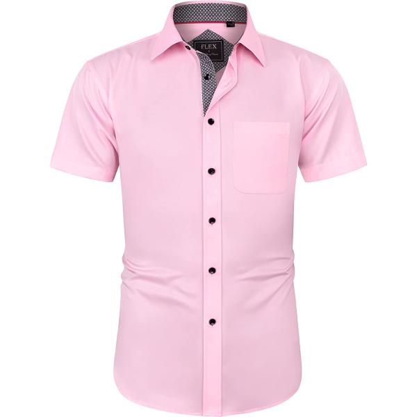 J.Ver Men's Short Sleeve Dress Shirts with Pocket Casual Button Down Shirts Wrinkle-Free Business Shirt