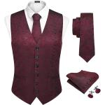 COOFANDY Men's Paisley Vest Tie Set Formal 4PC Suit Vest Floral Waistcoat Necktie Pockets Party Prom Wedding