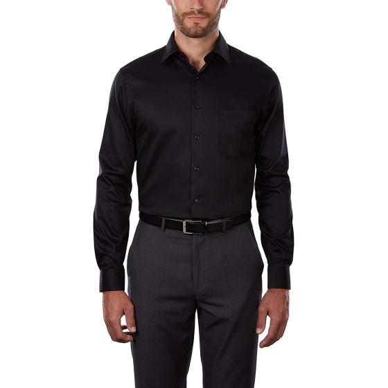 Van Heusen Men's Dress Shirts Regular Fit Lux Sateen Stretch Solid