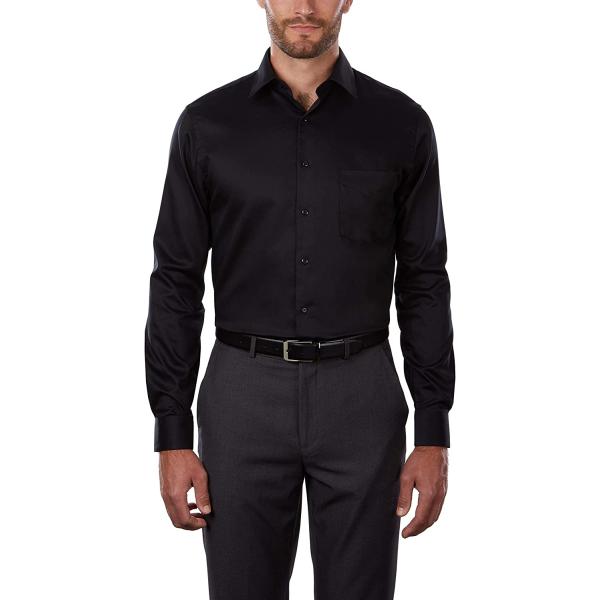 Van Heusen Men's Dress Shirts Regular Fit Lux Sateen Stretch Solid
