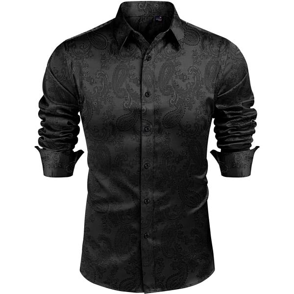 J.Ver Men's Jacquard Dress Shirt Paisley Floral Printed Long Sleeve Button Down Shirts Prom Wedding Party