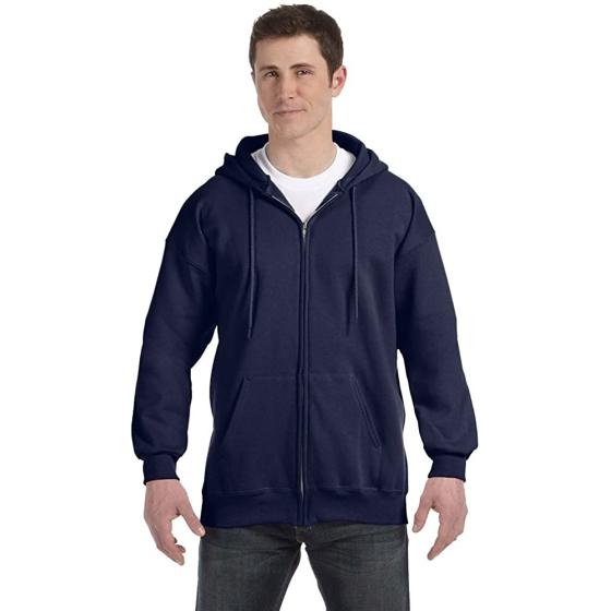 Hanes 9.7 oz. Ultimate Cotton 90/10 Full-Zip Hood, Medium, NAVY