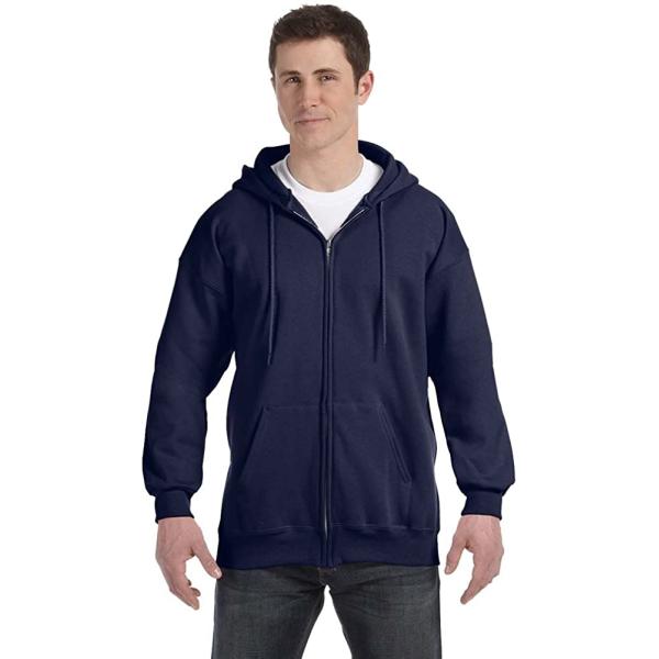 Hanes 9.7 oz. Ultimate Cotton 90/10 Full-Zip Hood, Medium, NAVY
