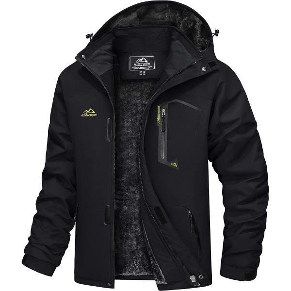 MAGCOMSEN Men's Winter Coats Waterproof Ski Snow Jacket Warm Fleece Jacket Parka Raincoats with Multi-Pockets