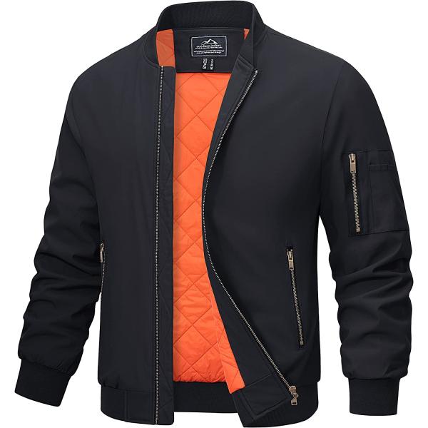 MAGCOMSEN Men's Bomber Jacket Fall Winter Warm Jackets Full Zip Padded Coats Windproof Thick Jackets Outwear Zipper Pockets