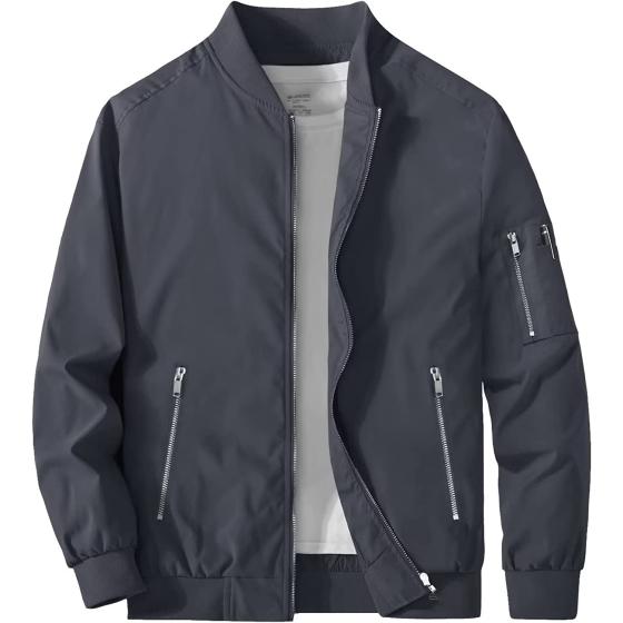 MAGCOMSEN Men's Jackets Windbreaker Bomber Jackets 3 Zipper Pockets Lightweight Spring Fall Varsity Baseball Jacket
