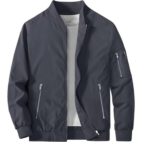 MAGCOMSEN Men's Jackets Windbreaker Bomber Jackets 3 Zipper Pockets Lightweight Spring Fall Varsity Baseball Jacket
