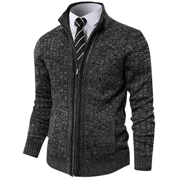 Pioneer Camp Men's Cardigan Sweaters Full Zip Up Stand Collar Slim Fit Casual Knitted Sweater with 2 Front Pockets