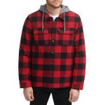Levi's Men's Cotton Plaid Shirt Jacket with Soft Faux Fur Lining and Jersey Hood