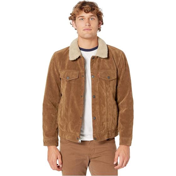 Levi's Men's Faux Leather Sherpa Lined Trucker Jacket