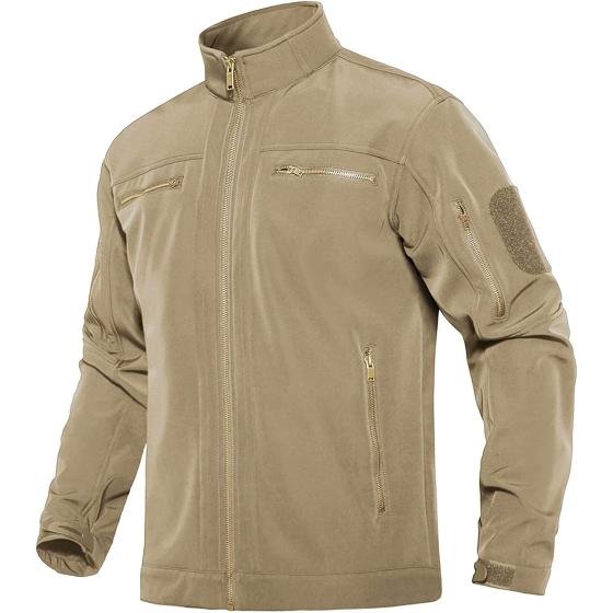 MAGCOMSEN Men's Tactical Jacket 6 Metal Zip Pockets Water Resistant Fleece Lined Softshell Winter Jacket