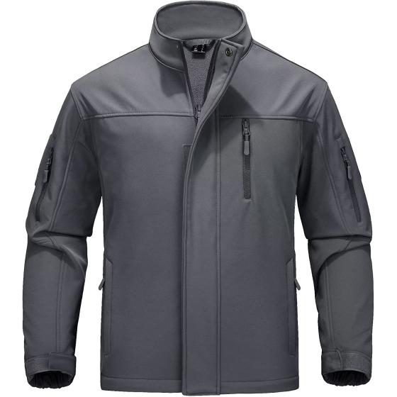 MAGCOMSEN Men's Tactical Jacket Water Resistant 6 Pockets Softshell Fleece Lining Hiking Winter Jacket Windbreaker Outwear