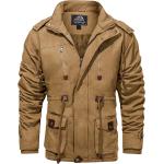 MAGCOMSEN Men's Winter Cargo Work Jacket Fleece Lined Thicken Military Jacket with Removable Hood