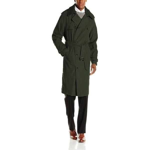 LONDON FOG Men's Plymouth Double Breasted Belted Micro Twill Light Lined Trench Coat