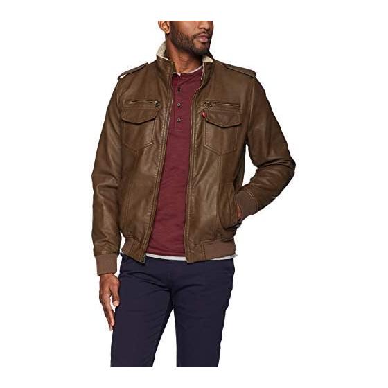 Levi's Men's Faux Leather Sherpa Aviator Bomber Jacket