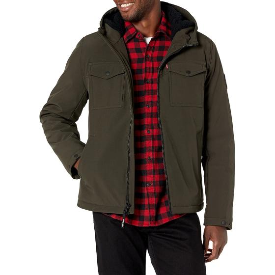 Levi's Men's Soft Shell Two Pocket Sherpa Lined Hooded Trucker Jacket