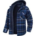 MAGCOMSEN Men's Flannel Jacket with Removable Hood 5 Pockets Plaid Quilted Lined Winter Coats Thick Hoodie Outwear
