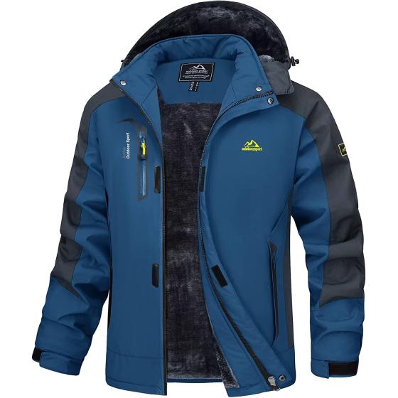 MAGCOMSEN Men's Winter Coats Waterproof Ski Snow Jacket Warm Fleece Parka Raincoats With Multi-Pockets