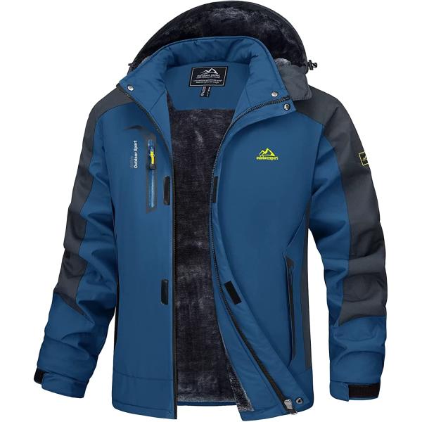 MAGCOMSEN Men's Winter Coats Waterproof Ski Snow Jacket Warm Fleece Parka Raincoats With Multi-Pockets