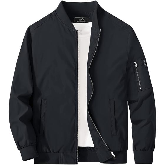 MAGCOMSEN Men's Jacket Lightweight Windbreaker Bomber Jacket Windproof Casual Jacket Zip Up Coats Outwear with 5 Pockets