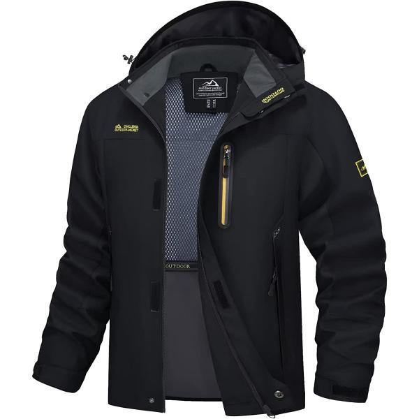 MAGCOMSEN Men's Hooded Windproof Water Resistant Rain Jacket Windbreaker 5 Pockets for Hiking,Fishing,Runing