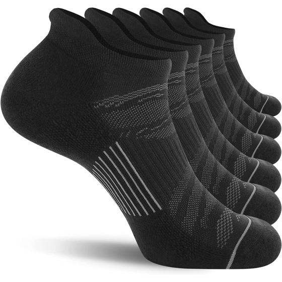 FITRELL 6 Pack Men's Ankle Running Socks Low Cut Cushioned Athletic Sports Socks 7-9/9-12/12-15