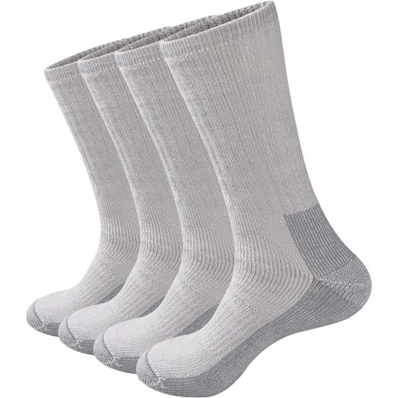 GKX Men's Merino Wool Moisture Wicking Outdoor Hiking Heavy Duty Work Cushion Crew Socks