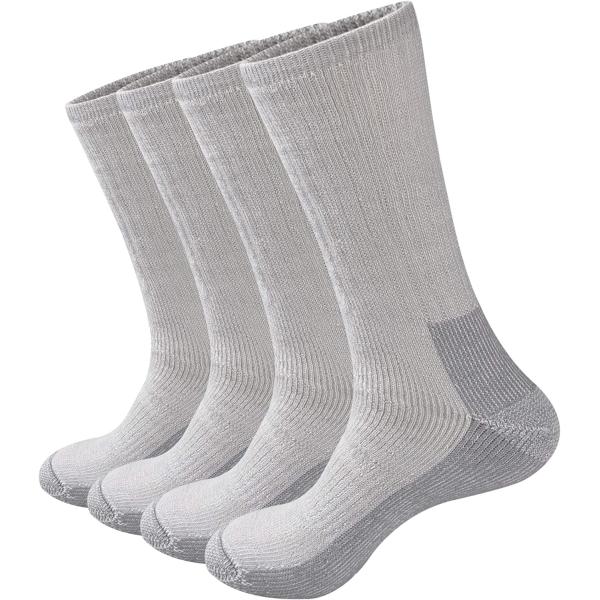 GKX Men's Merino Wool Moisture Wicking Outdoor Hiking Heavy Duty Work Cushion Crew Socks
