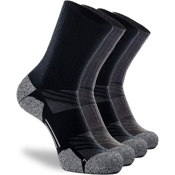 CWVLC Crew Hiking Socks, Cushion, Moisture Wicking, Arch Compression Boot Socks