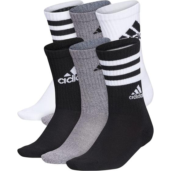 adidas Boys' Youth Cushioned Mixed 6-Pack Crew