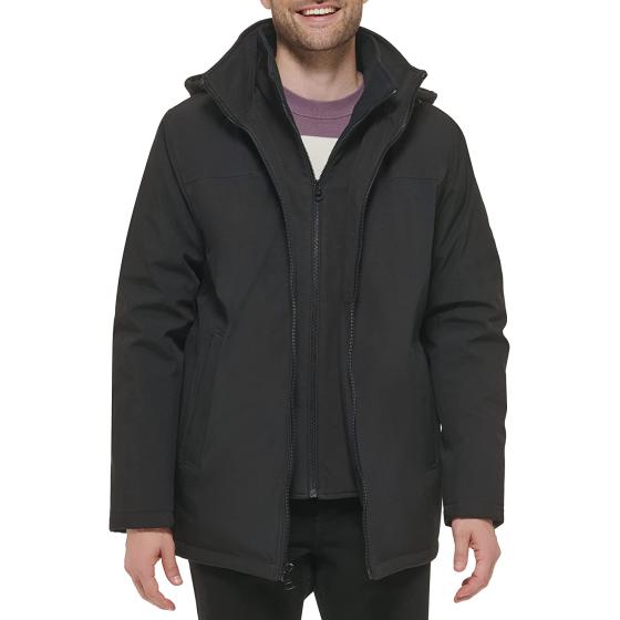 Calvin Klein Men’s Water and Wind Resistant Hooded Coat from Fall Into Winter