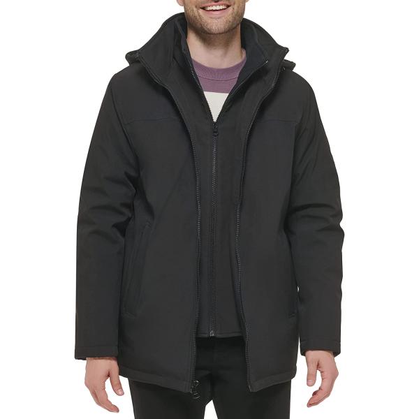 Calvin Klein Men’s Water and Wind Resistant Hooded Coat from Fall Into Winter