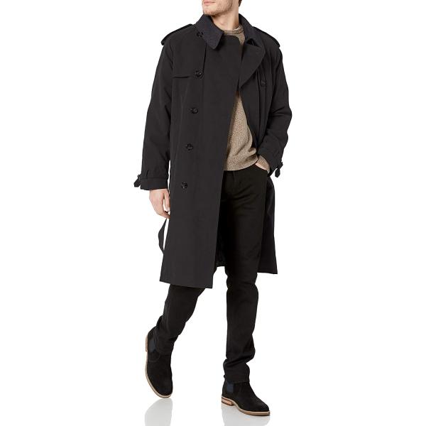LONDON FOG Men's Iconic Double Breasted Trench Coat with Zip-Out Liner and Removable Top Collar