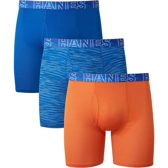 Hanes Men's Underwear Boxer Briefs Pack, Moisture-Wicking Men's Mesh Underwear, X-Temp Cooling with Odor Control, 3-Pack