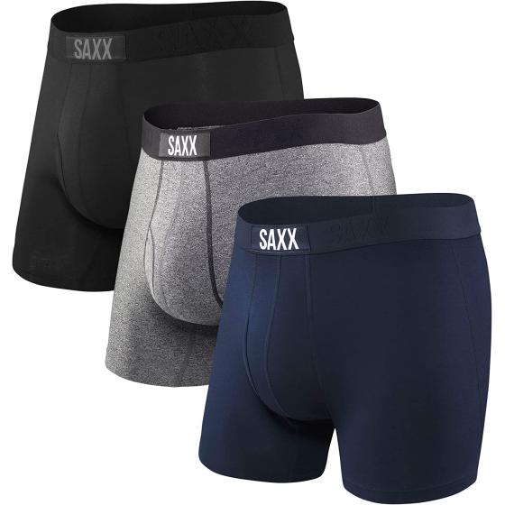 SAXX Men's Underwear - Ultra Super Soft Boxer Briefs with Fly and Built-in Pouch Support - Underwear for men, Pack of 3