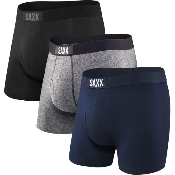 SAXX Men's Underwear - Ultra Super Soft Boxer Briefs with Fly and Built-in Pouch Support - Underwear for men, Pack of 3