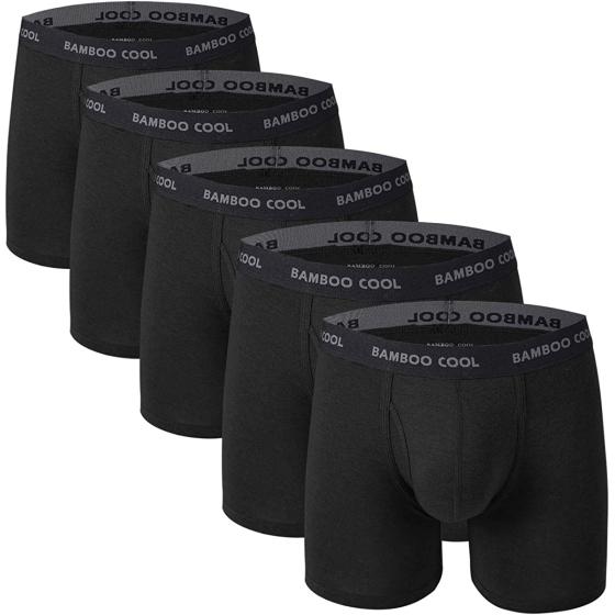 BAMBOO COOL Men's Underwear Boxer Briefs Pack Bamboo Viscose Soft Breathable Long Underwear Trunks