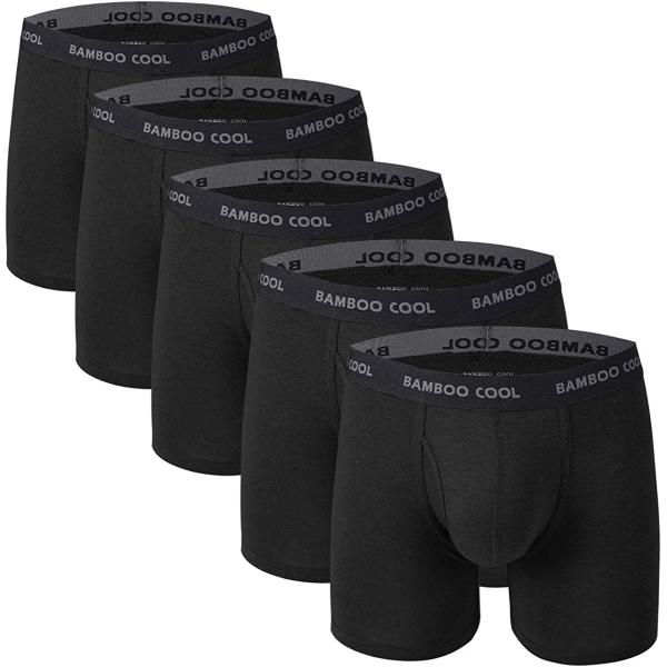 BAMBOO COOL Men's Underwear Boxer Briefs Pack Bamboo Viscose Soft Breathable Long Underwear Trunks