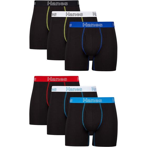 Hanes Men's Underwear Boxer Briefs Pack, Moisture-Wicking Underwear, Stretch-Cotton Boxer Briefs, 6-Pack