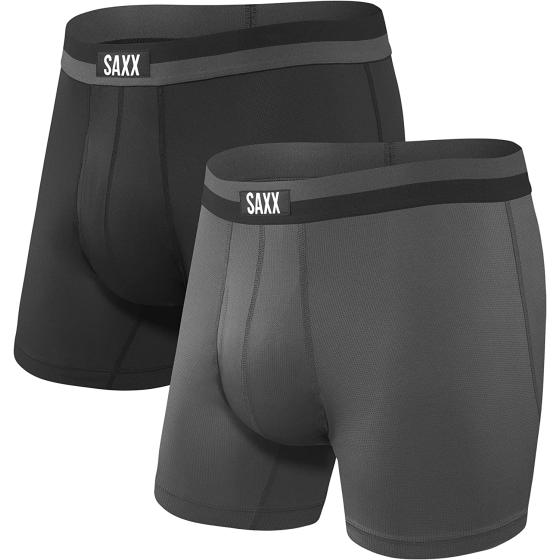 SAXX Men's Underwear - Sport Mesh Boxer Brief Fly 2Pk with Built-in Pouch Support - Underwear for Men