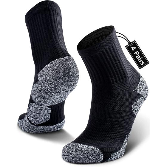 CWVLC 4-Pack Cushioned Compression Sport Quarter Socks for Men Women Youth