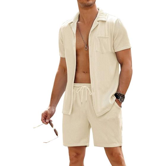 COOFANDY Men's 2 Pieces Shirt Sets Short Sleeve Casual Button Down Hippie T-Shirts Shorts Sets Summer Fashion Beach Outfits