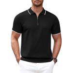 COOFANDY Men's Zipper Polo Shirt Casual Knit Short Sleeve Polo T Shirt Classic Fit Shirts