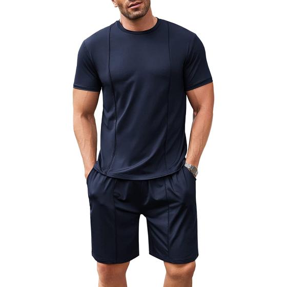 COOFANDY Men's Short Sets 2 Piece Outfits Summer Short Sleeve T Shirt and Shorts Tracksuit Sets Casual Athletic Sports Suit