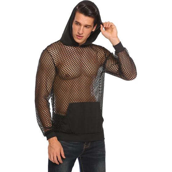 COOFANDY Men's Sexy Fishnet See Through Tank Top Muscle Workout T Shirt Mesh Transparent Tees Top
