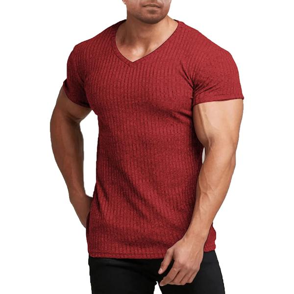 COOFANDY Men's Muscle T Shirts Stretch Short Sleeve V Neck Bodybuilding Workout Tee Shirts