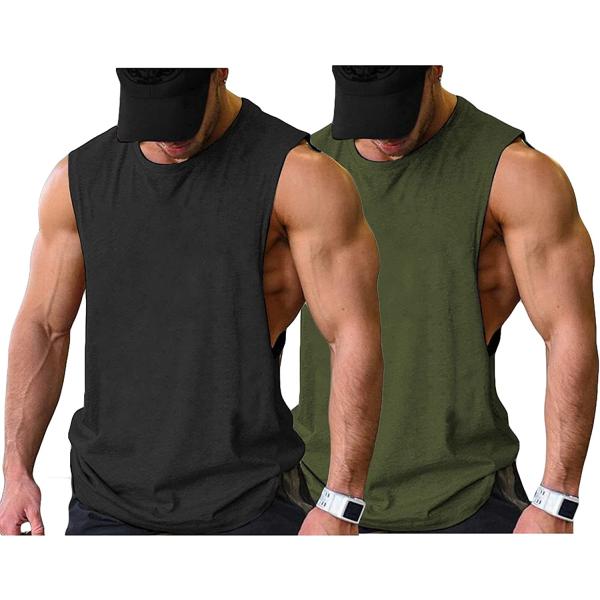 COOFANDY Men Workout Tank Top 2 Pack Gym Bodybuilding Sleeveless Muscle T Shirts