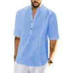 JMIERR Mens Cotton Linen Henley Shirt Casual Button Down Short Sleeve Tropical Shirts Summer Beach T Shirts